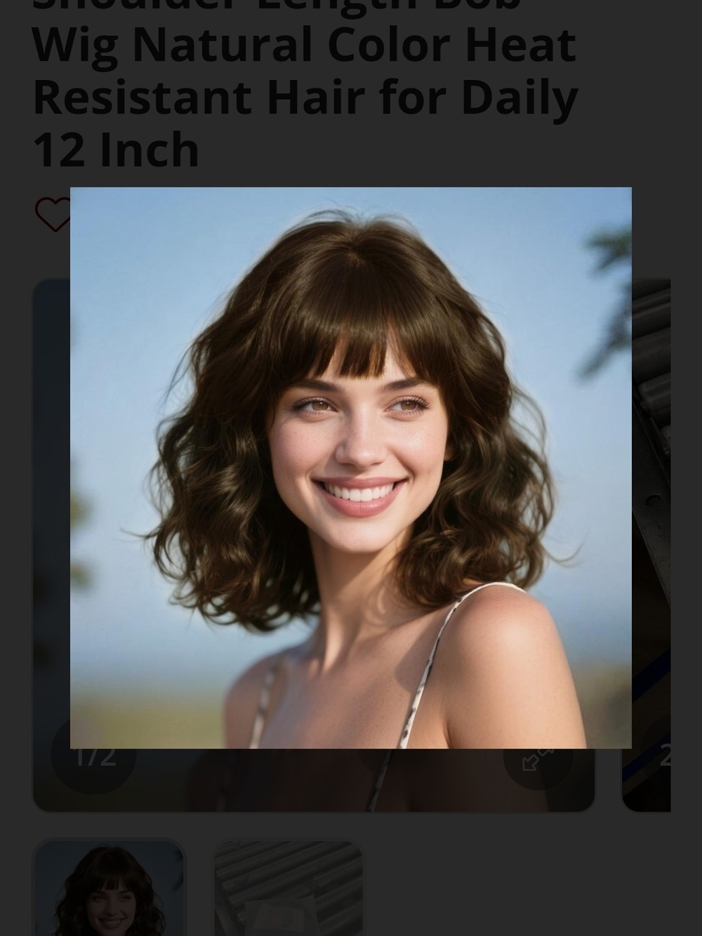 Sukri Women's Brown Bob W/bangs Heat Resistant 12 Inch